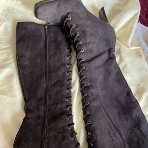 Knee high suede boots